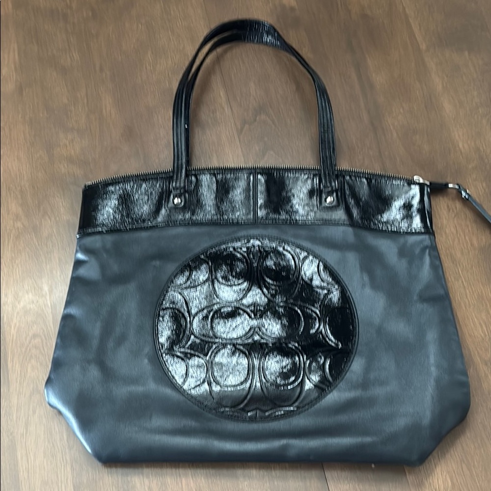 COACH Sleek and elegant Black Tote Bag with Leather Trim. Excellent like new!